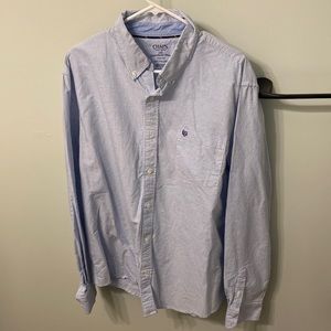 Chaps Oxford Dress Shirt - XXL, Blue and White Pinstripe